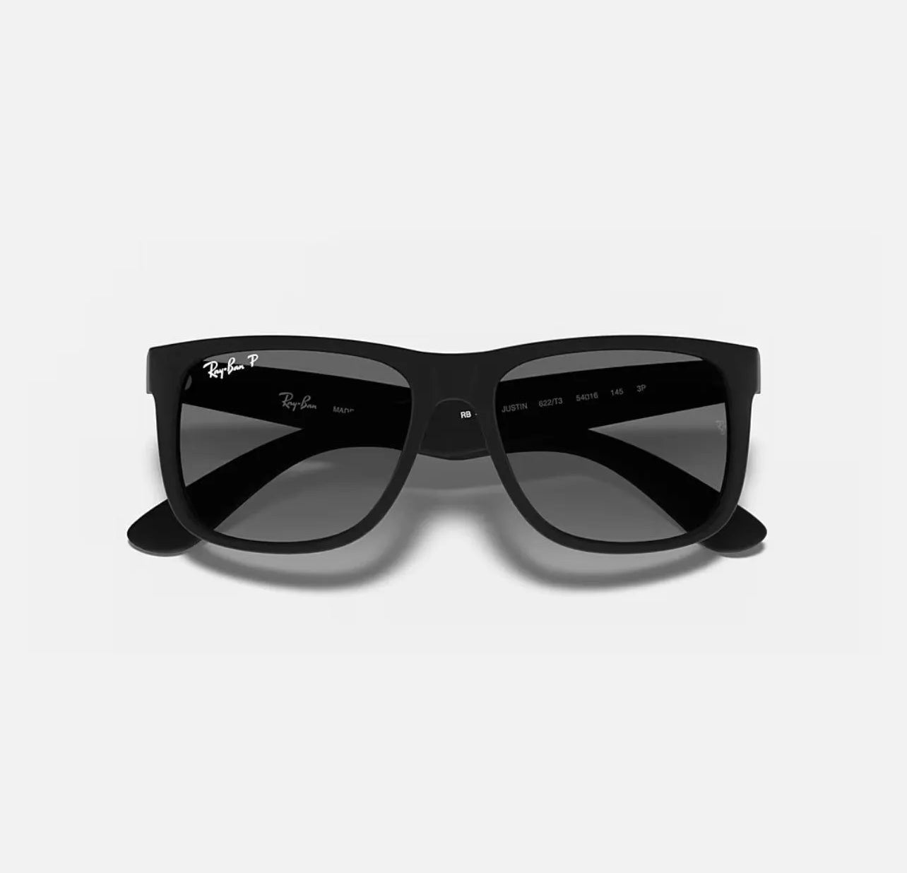 Ray-Ban JUSTIN CLASSIC Sunglasses in Rubber Black and Light Grey - RB4165