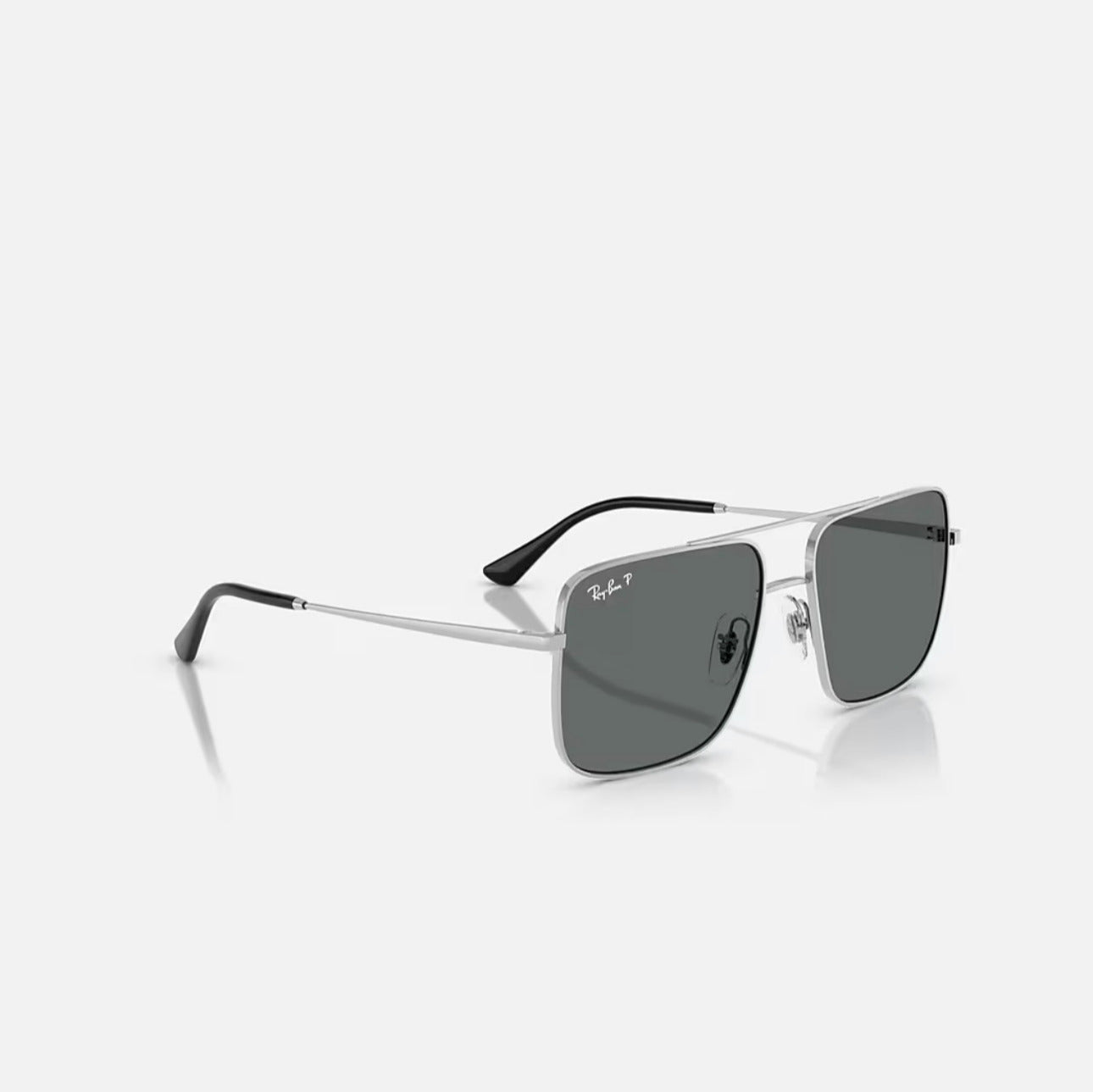 Ray-Ban ARI Bio-Based Polished Silver frame Dark Grey Polarized lens