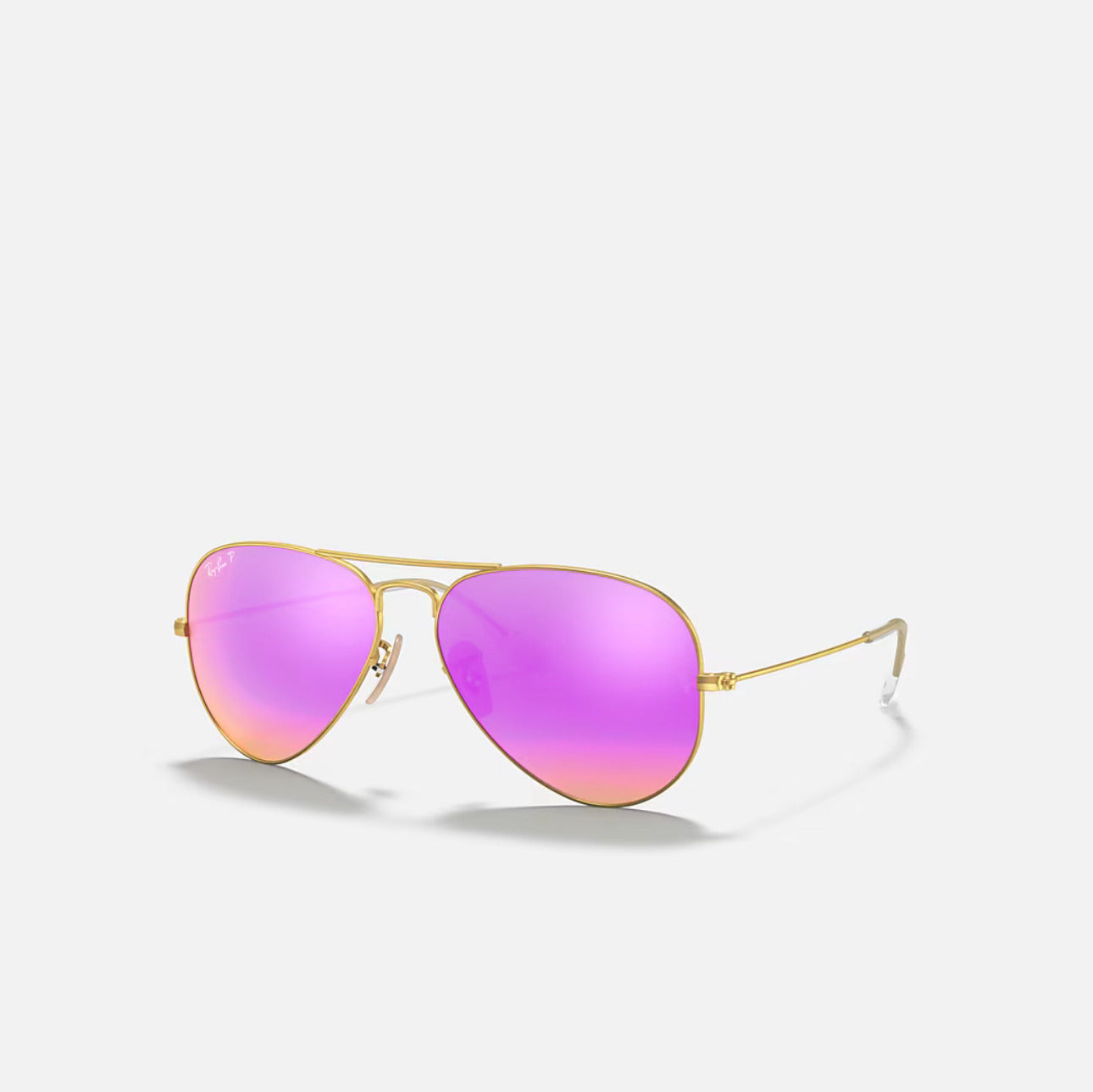 Ray-Ban RB3025 Aviator Classic Mate Gold Frame Polarized Violet Lenses