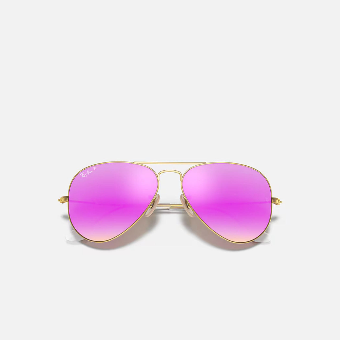 Ray-Ban RB3025 Aviator Classic Mate Gold Frame Polarized Violet Lenses