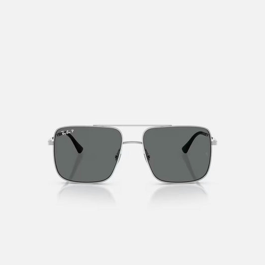 Ray-Ban ARI Bio-Based Polished Silver frame Dark Grey Polarized lens
