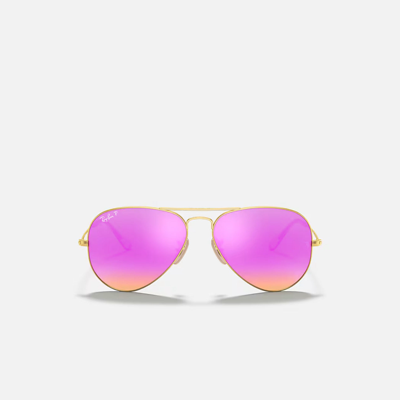 Ray-Ban RB3025 Aviator Classic Mate Gold Frame Polarized Violet Lenses