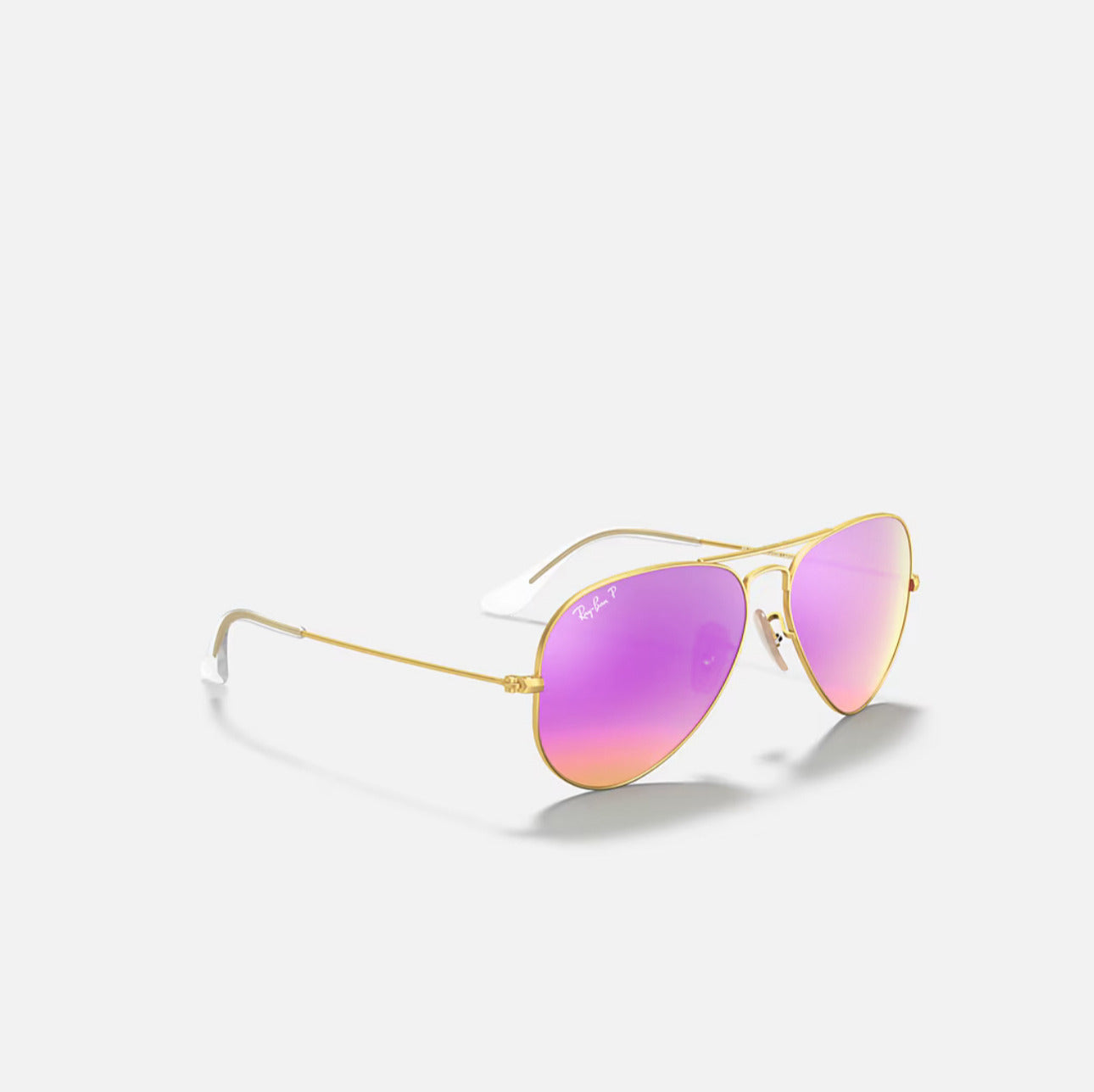 Ray-Ban RB3025 Aviator Classic Mate Gold Frame Polarized Violet Lenses