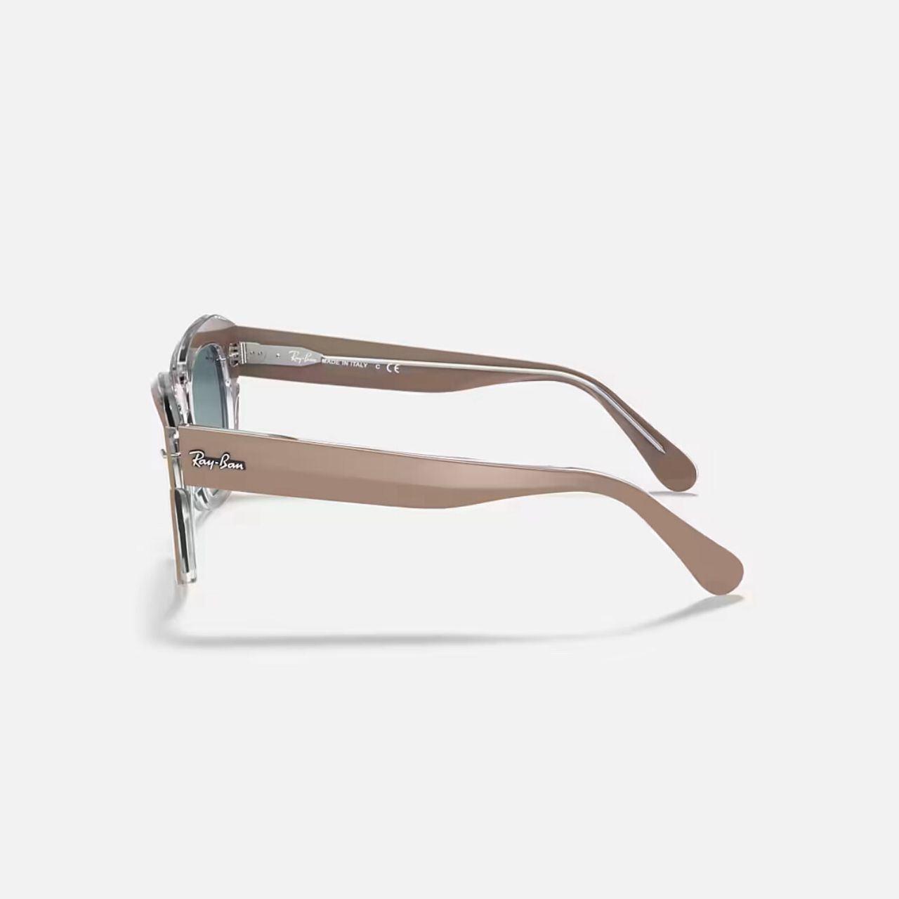 Ray-Ban State Street Polished Beige On Transparent Frame Blue Gradient Lens