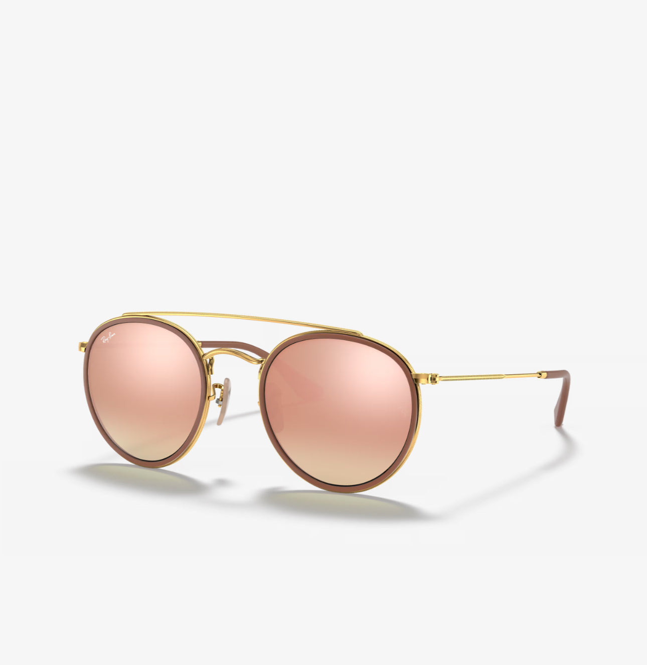 Ray-Ban Round Double Bridge Gold frame pink Lens