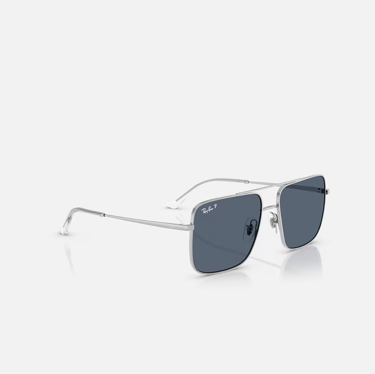 Ray-Ban ARI Bio-Based Polished Silver frame Blue Polarized lens