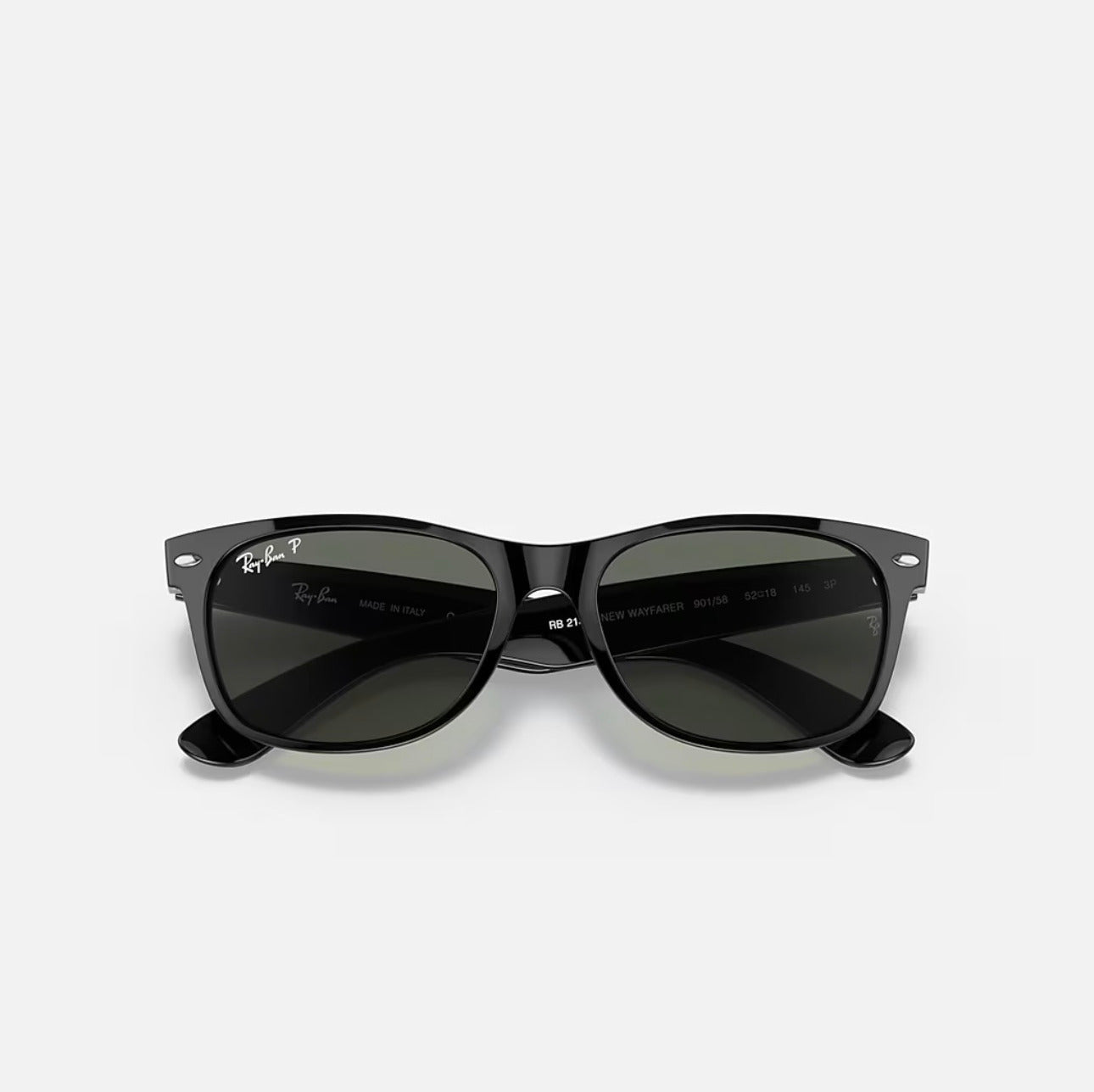 Ray-Ban NEW WAYFARER CLASSIC
Sunglasses in Black Frame and Green Polarized lens
RB2132