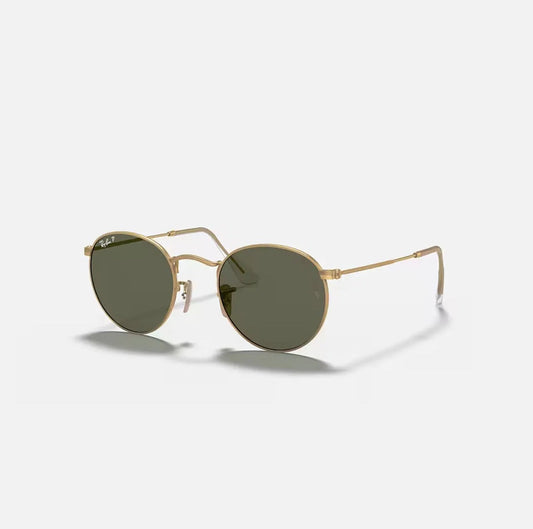 Ray-Ban RB3447 Round Metal Gold Frame Green polarized Lens