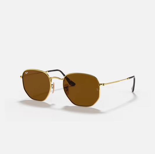 Ray-Ban RB3548 Hexagonal Flat Gold Frame brown Lenses