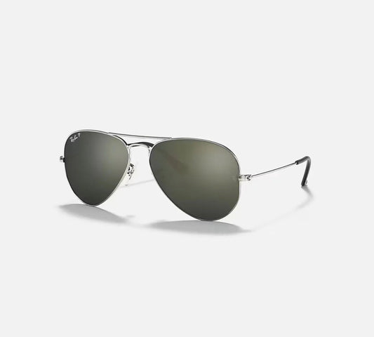 Ray-Ban silver RB3025 Silver Frame Green Polarised lens