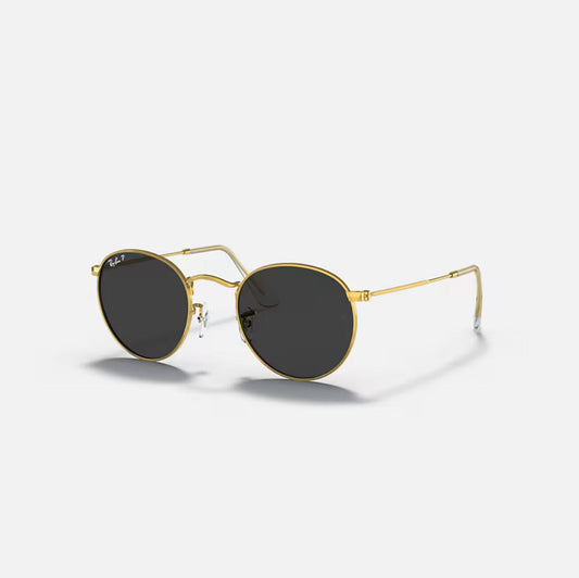 Ray-Ban RB3447 Round Metal Gold Frame grey polarized Lens
