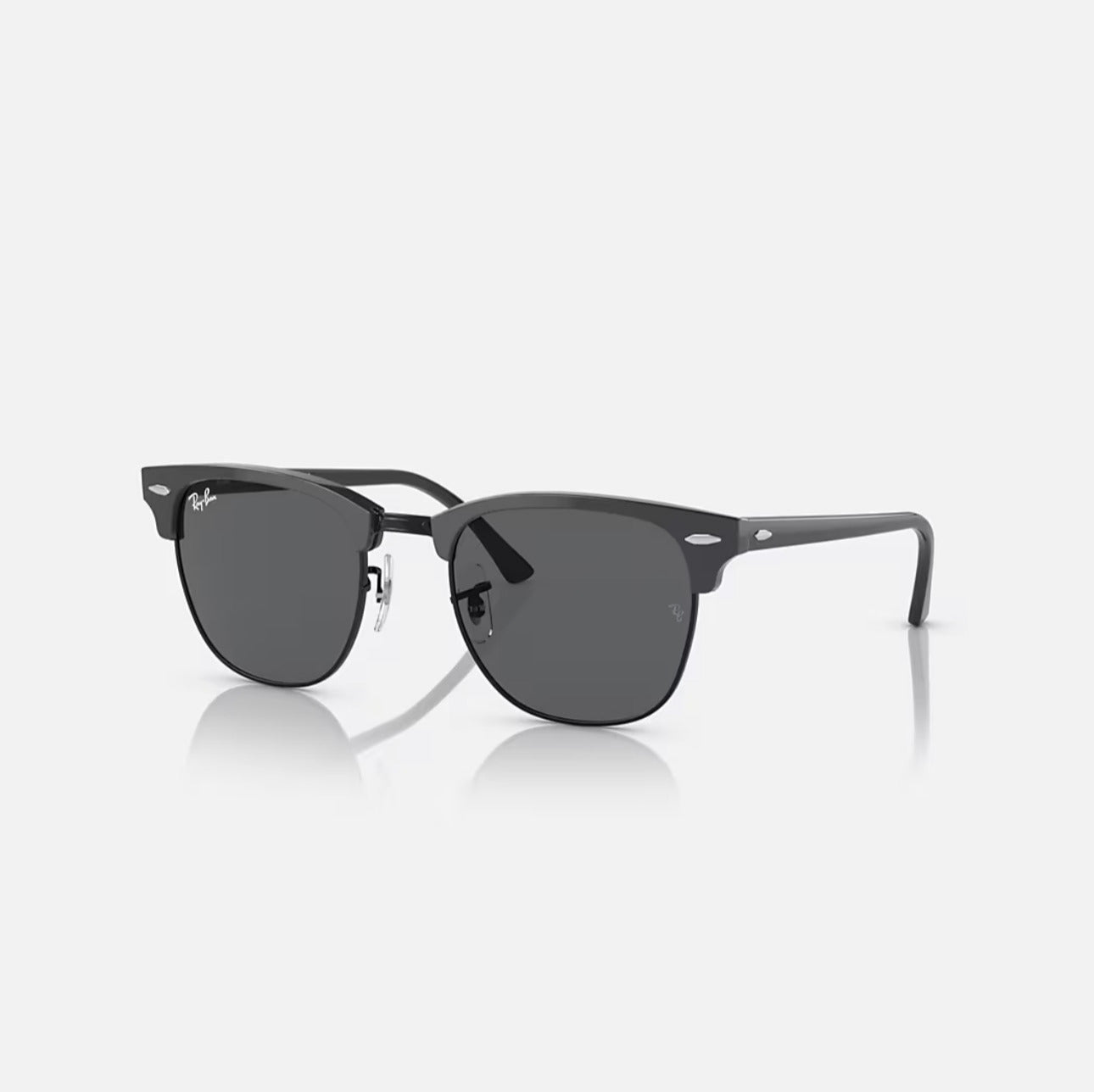 Ray-Ban RB3016 Clubmaster Polished Grey On Black Frame grey lenses