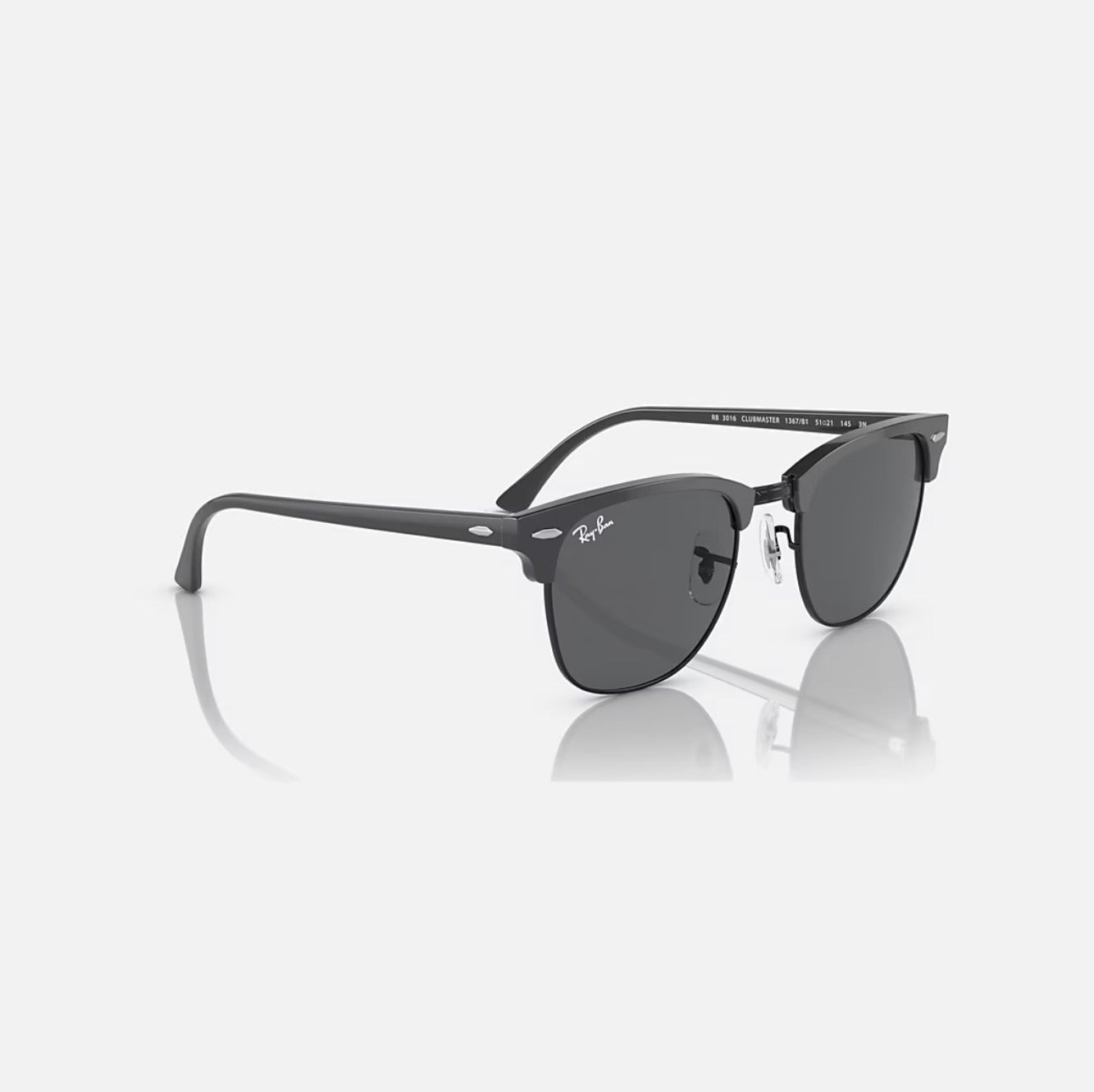 Ray-Ban RB3016 Clubmaster Polished Grey On Black Frame grey lenses