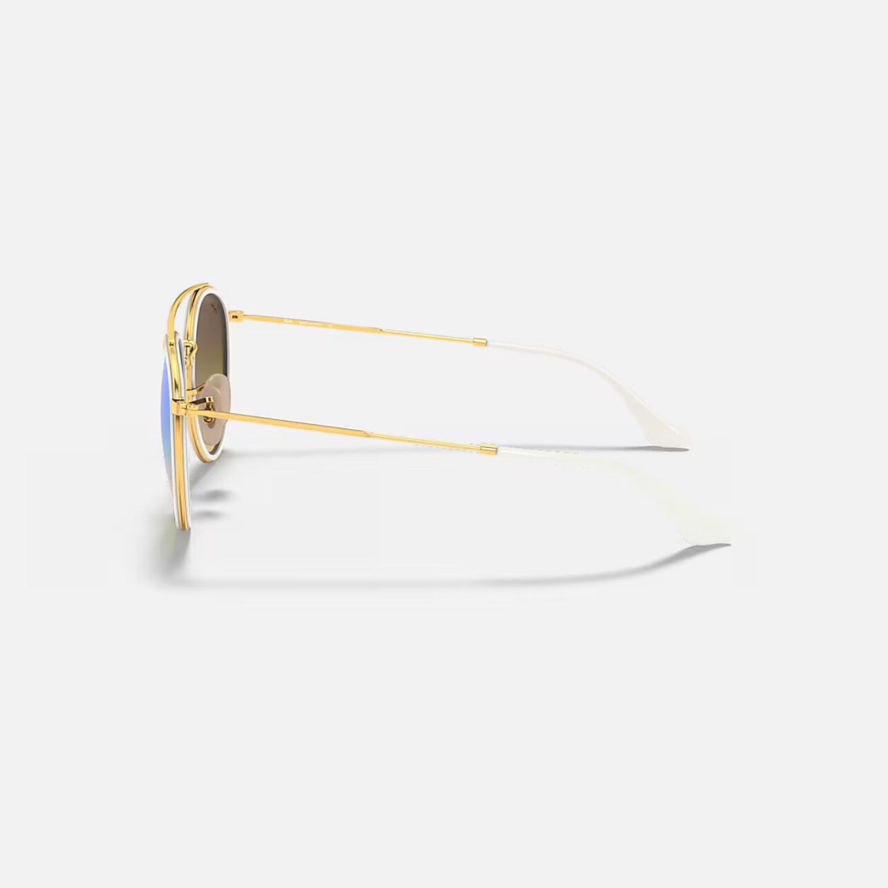 Ray-Ban Round Double Bridge Gold frame Blue Flash Lens